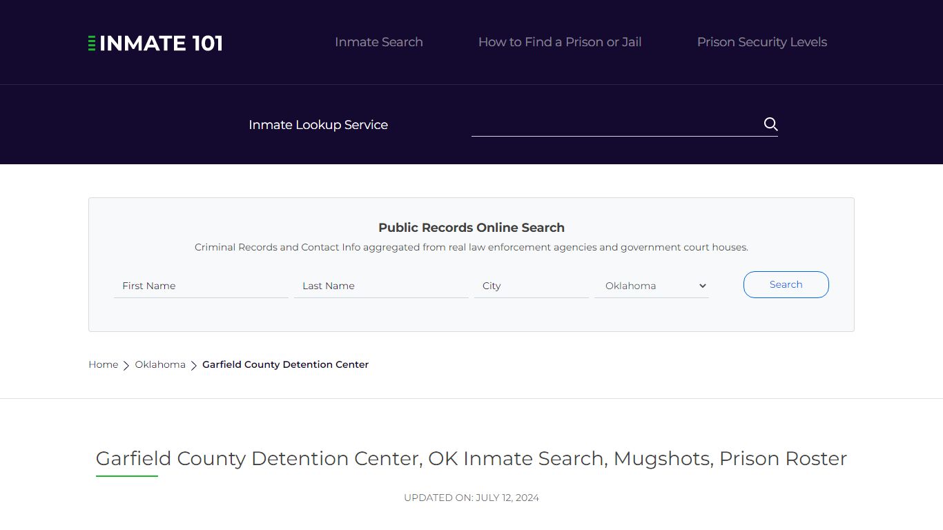 Garfield County Detention Center, OK Inmate Search, Mugshots, Prison ...